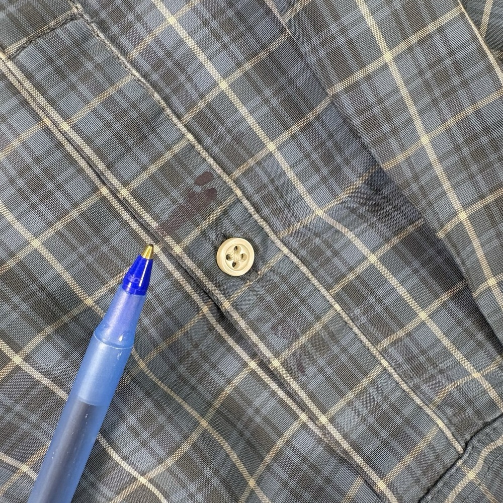 Eddie Bauer Mens 2XL Button Down Shirt Blue Plaid Wrinkle Free Relaxed Fit - Picture 7 of 7